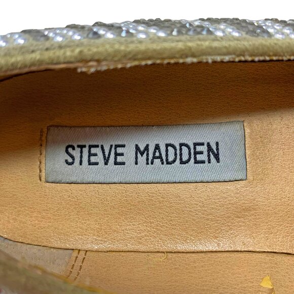 Steve Madden Concord‎ Gray Rhinestone Slip On Glam Flats - Picture 9 of 11